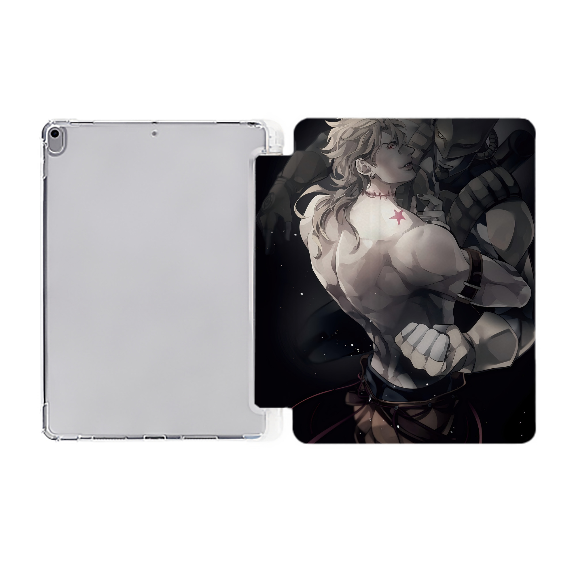 （画像用） ジョジョの奇妙な冒険 JoJo's Bizarre Adventure IPad ケース ペン収納付き 三つ折りスタンド PUレザー×シリコン 対応機種9.5/10.5/10.9インチ